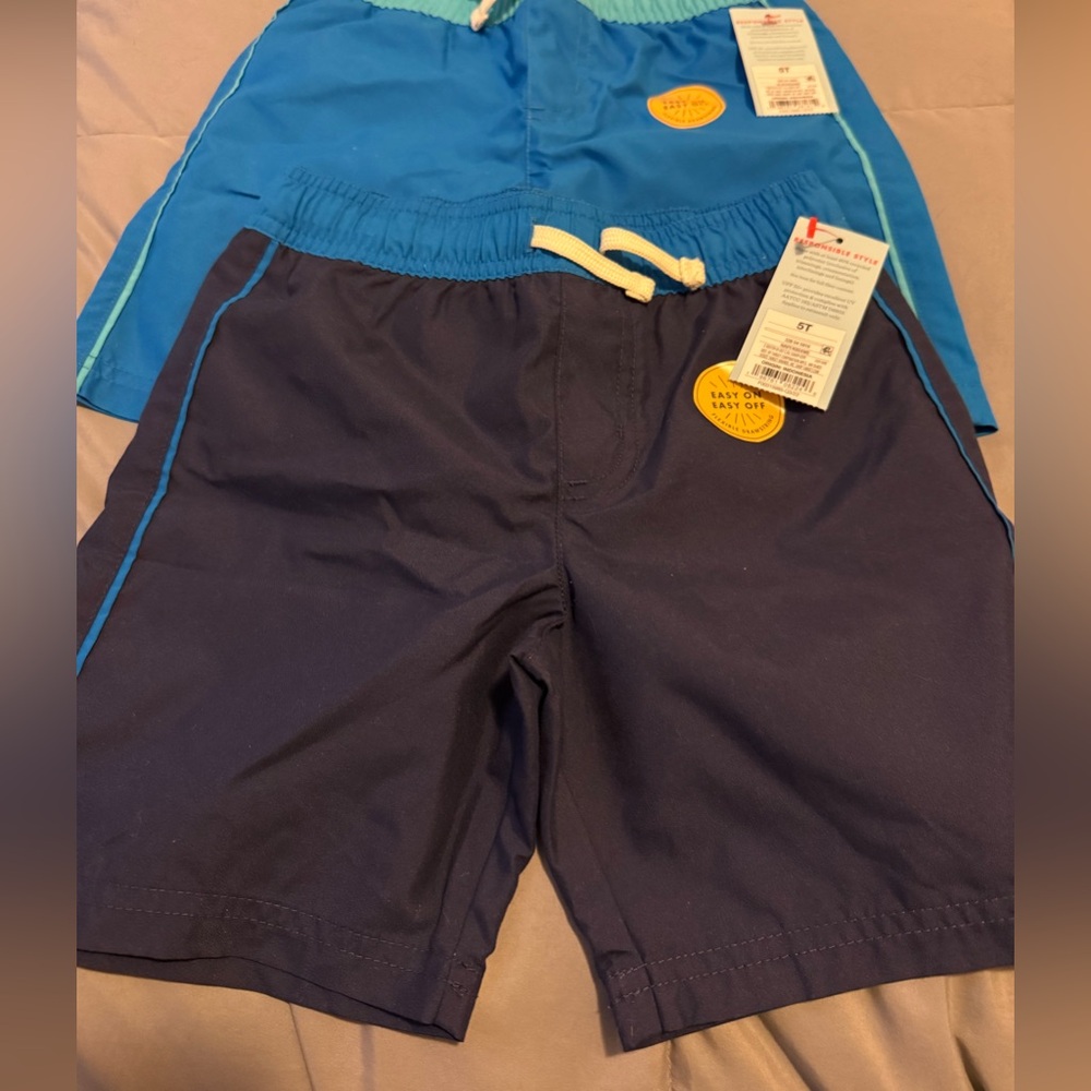 NWT 2 pairs of Cat & Jack Kids Blue and Navy Swim Shorts